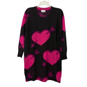 Sonia By Sonia Rykiel Cupid Arrow Heart Sweater Dress Size T2 or 38 Wool Black